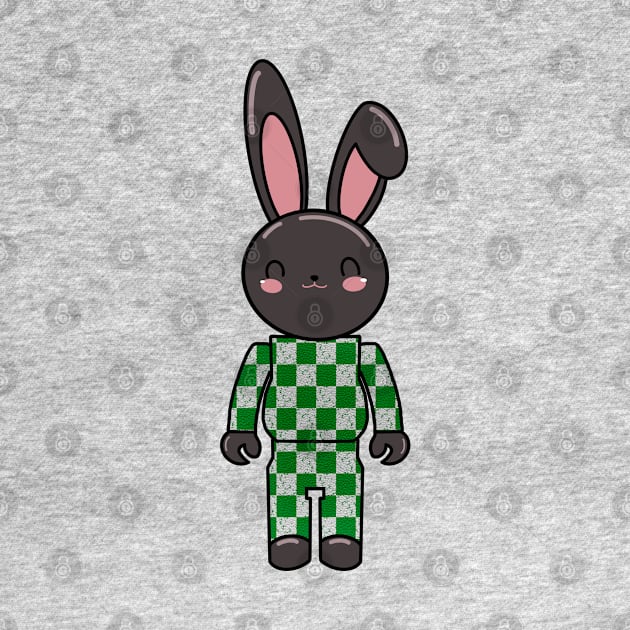 Bunny in checkered jumpsuit by Belinda Art Cottage